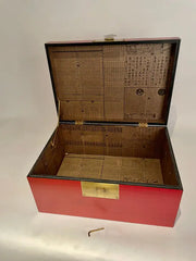 Chinese Red Lacquered Box With Brass Mounts, Mid 20th Century