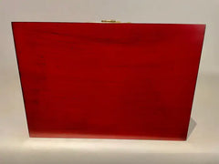 Chinese Red Lacquered Box With Brass Mounts, Mid 20th Century