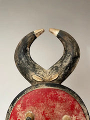 African Red and Black Goli Style Tribal Mask, Mounted on a Custom Base