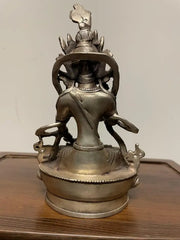 Indian Silvered Bronze Buddhist Deity Vajradhara Seated in Lotus Position