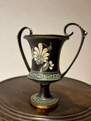 Ancient Greek Style Hand Painted Kantharos, Drinking Cup with High Handles