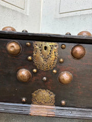 18th Century Dutch Colonial Teak Chest with Brass and Copper Mounts