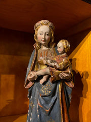 16th Century Style French Painted and Gilt Wood Virgin and Child