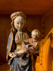 16th Century Style French Painted and Gilt Wood Virgin and Child