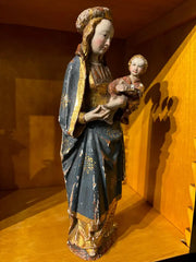 16th Century Style French Painted and Gilt Wood Virgin and Child