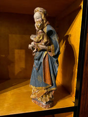 16th Century Style French Painted and Gilt Wood Virgin and Child