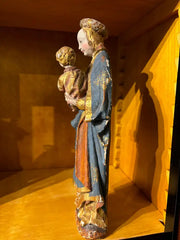 16th Century Style French Painted and Gilt Wood Virgin and Child