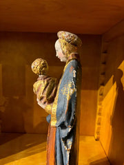 16th Century Style French Painted and Gilt Wood Virgin and Child