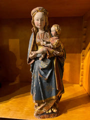 16th Century Style French Painted and Gilt Wood Virgin and Child