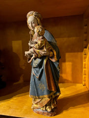 16th Century Style French Painted and Gilt Wood Virgin and Child