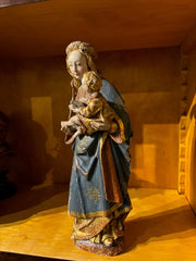 16th Century Style French Painted and Gilt Wood Virgin and Child