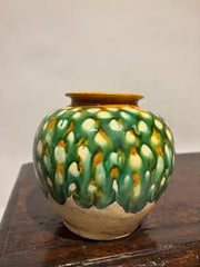 Chinese Tang Dynasty Sancai Glazed Ceramic Jar