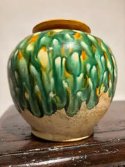 Chinese Tang Dynasty Sancai Glazed Ceramic Jar