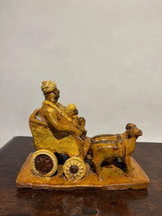 19th Century Glazed Ceramic Wagon Pulled By Two Dogs