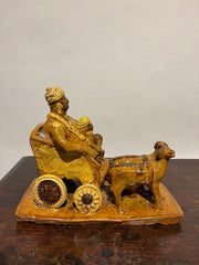 19th Century Glazed Ceramic Wagon Pulled By Two Dogs