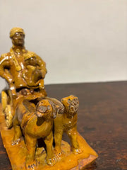 19th Century Glazed Ceramic Wagon Pulled By Two Dogs