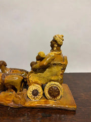 19th Century Glazed Ceramic Wagon Pulled By Two Dogs