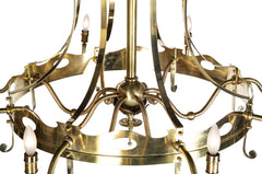 French Brass Eight Light Chandelier with Fleur de Lis