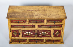 Spanish Colonial Gilt Wood Vargueno With Red and Black Paint