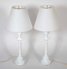 Pair Painted Plaster Table Lamps After Alberto Giacometti, "Tete de Femme"