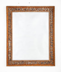 Mid 20th Century French Oak Mirror With Gesso Grape Vine Decoration