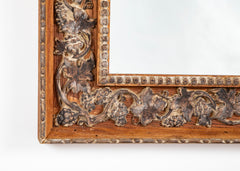 Mid 20th Century French Oak Mirror With Gesso Grape Vine Decoration