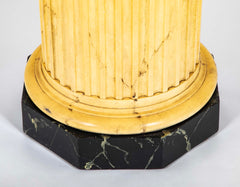 Italian Neoclassical Faux Siena Marble Fluted Column Pedestal