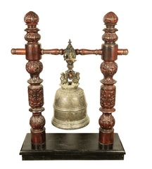 19th Century Burmese Bronze Temple Bell with Stand