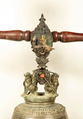 19th Century Burmese Bronze Temple Bell with Stand