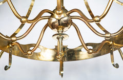 French Brass Eight Light Chandelier with Fleur de Lis