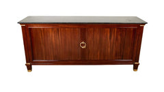 Jacques Quinet Style Mahogany Tambour Door Credenza