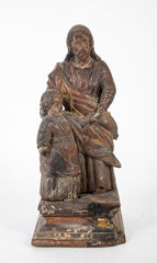 18th Century Carved Wood Sculpture of Jesus and Child