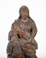 18th Century Carved Wood Sculpture of Jesus and Child