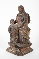 18th Century Carved Wood Sculpture of Jesus and Child