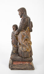 18th Century Carved Wood Sculpture of Jesus and Child