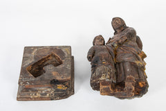 18th Century Carved Wood Sculpture of Jesus and Child