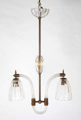 Italian Murano Glass Two Light Pendant Light Fixture