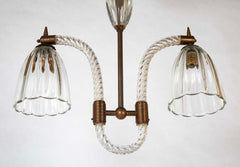 Italian Murano Glass Two Light Pendant Light Fixture