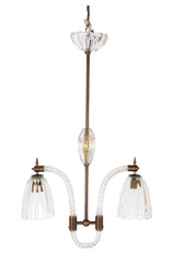 Italian Murano Glass Two Light Pendant Light Fixture