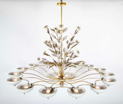 Lightolier for Paavo Tynell Brass Chandelier