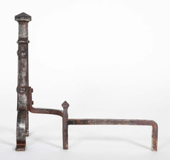 A Pair of Heavy Arts & Crafts Period Wrought Iron Andirons