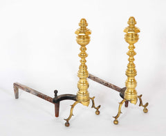 Early 20th Century Polished Brass Andirons