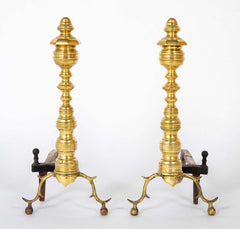 Early 20th Century Polished Brass Andirons