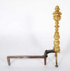 Early 20th Century Polished Brass Andirons