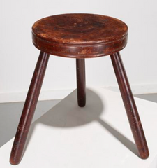 A Tripod Carved Wood Milking Stool