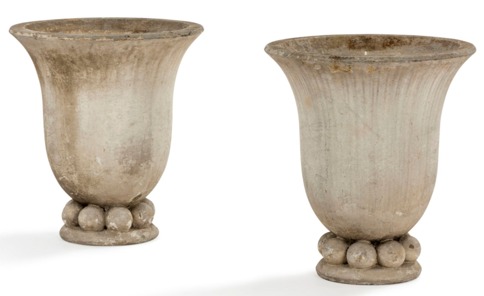 A Pair of Cornet Form Garden Urns