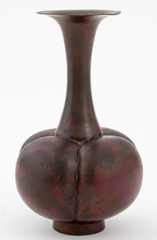 A Japanese Quadrafoil Patinated Bronze Vase