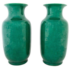 Pair of Emerald Green Chinese Porcelain Vases