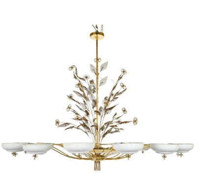 Lightolier for Paavo Tynell Brass Chandelier