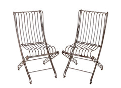 Pair of English Victorian Folding Garden Chairs of Iron